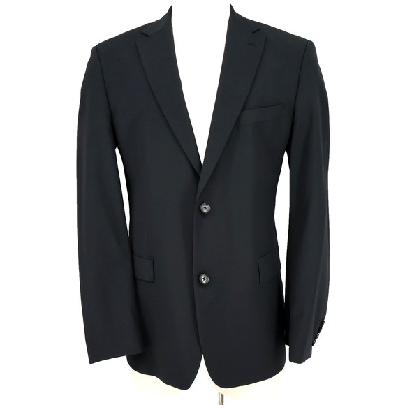 Hugo Boss Other - Hugo Boss Sport Coat Mens 42L Black Gray Wool Micro Plaid Jacket Preppy Career